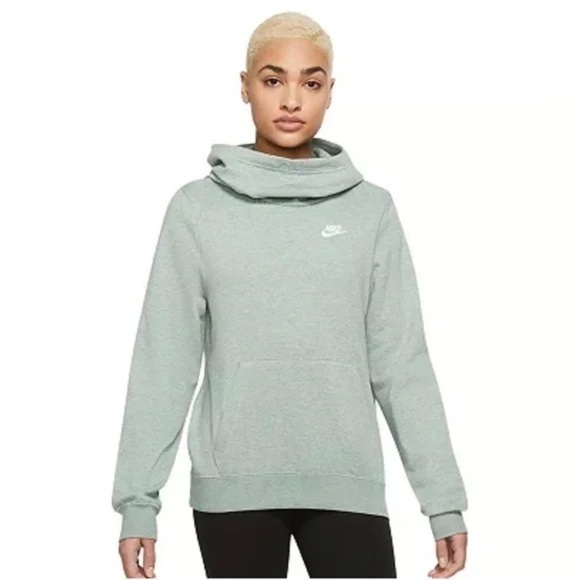 NIKE Women’s Funnel Neck Aqua Sweatshirt - Picture 1 of 3